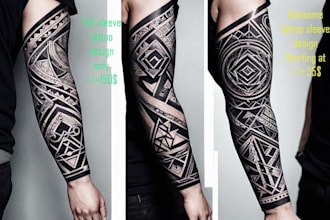 create sleeve tattoo design in geometric style