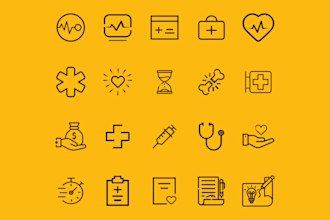 design unique, custom and modern website or app icons set