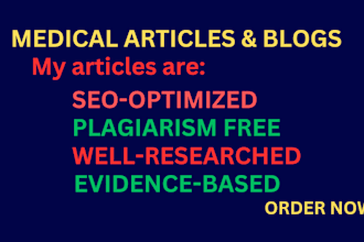 write healthcare, SEO medical articles, medical research and blog posts