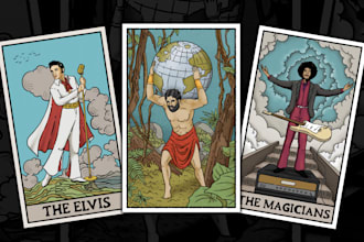 draw tarot, playing card, character illustration art