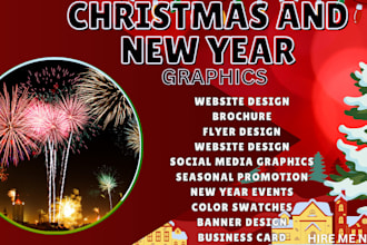christmas and new year flyers, event brochures, banners, greeting card designs