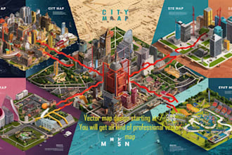 create vector map, city map, site map, event map in illustration