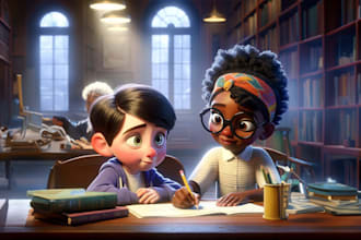 design 3d african american children book illustrations