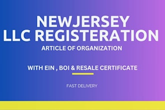 quickly register US new jersey llc formation for US residents with ein