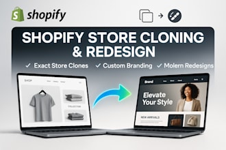 clone copy shopify store design and redesign shopify website