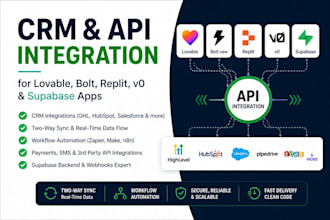 integrate CRM and apis for your lovable, bolt, replit, v0, and supabase app