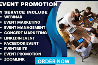 organize your eventbrite, market your event, manage linkedin, webinar and concer