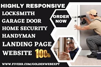design locksmith garage door security  landing page handyman cctv sales funnel