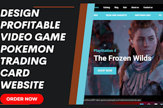 create branded video games website pokemon trading card shopify store design