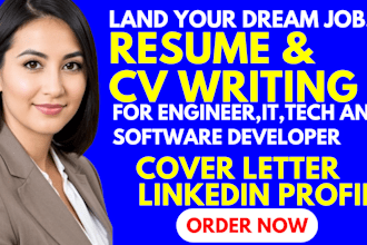 write all engineering resume, CV, software engineer, developer, linkedin profile