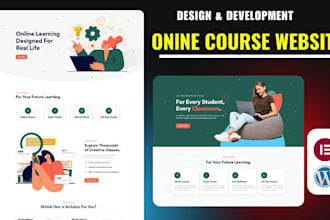 design stunning elearning online course, lms website in wordpress