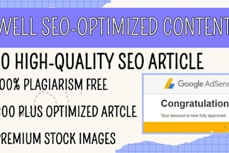 write 30 special SEO article for google adsense approval