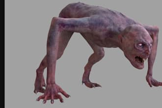 3d horror model, realistic zombie character,3d animal creature, alien character
