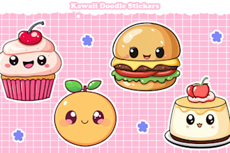 draw cute kawaii doodle for sticker illustration