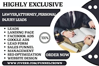 generate law firm attorney immigration  lawyer debt recovery car accident lead