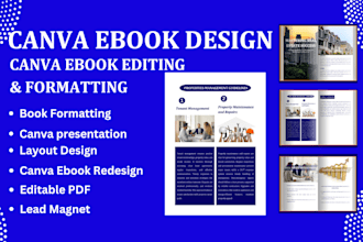 do canva ebook design, formatting, lead magnet journal, workbook, layout