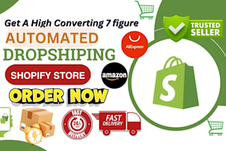 set up automated dropshipping store, e commerce shopify store, shopify website