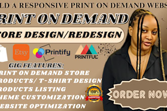 design shopify website esty shop printify printful tshirt print on demand shop