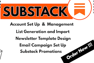 setup substack account fully, newsletter design and editable templates