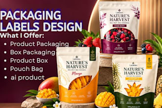design product packaging label design, 3d, pouch box bag bottle packaging design
