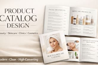 design product catalog, brochure for medspa cosmetics skincare beauty clinic