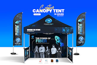 design canopy tent, feather flag, backdrop banner,