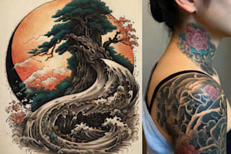 draw a japanese oreintal tattoo c design