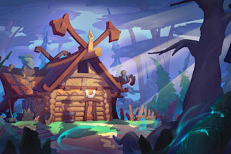 design 2d game concept art background and environment