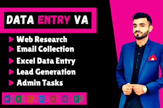 do urgent data entry VA, admin tasks, email collection, and data collection