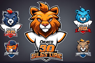 create unique sports, mascot, creative logo