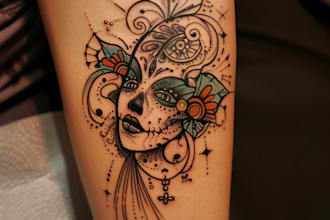draw a tattoo design, realistic tattoo sleeve