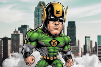 design premium superhero caricature character