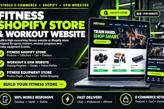 fitness shopify store workout website fitness equipment gym trainer website