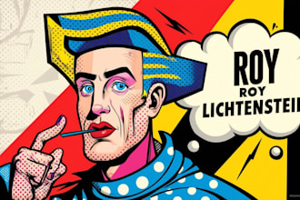 draw a retro pop art roy lichtenstein style for you