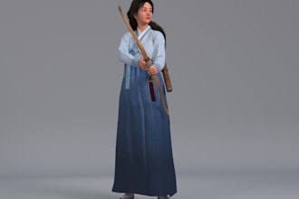 be your 3d ready game charcter, texture realistic human model, rig and animate3d