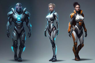 design your sci fi art and character illustration