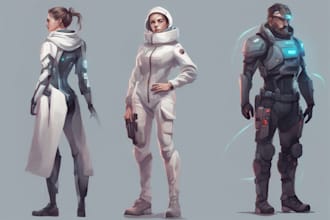 create sci fi character art illustration for you