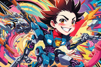 create anime, mecha, pop art ,fan art and original character