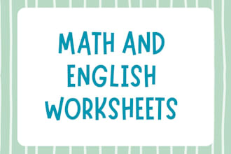 design maths and english worksheets for your kid