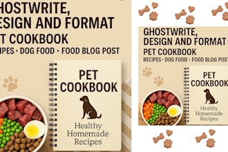 ghostwrite, design and format pet cookbook, recipes, dog food, food blog post
