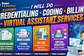 do credentialing, coding, billing and virtual assistant services