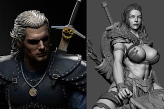 do 3d action figure, 3d character design, 3d toy model, 3d miniature, bust model