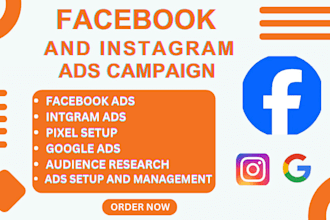 setup your facebook ads campaign, instagram ads, google ads, pinterest ads