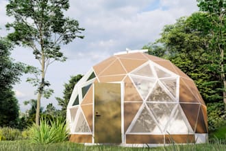 design your geodesic glamping dome, tiny home in 3d