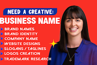 creatively design your business name, brand name, slogan, logo and website