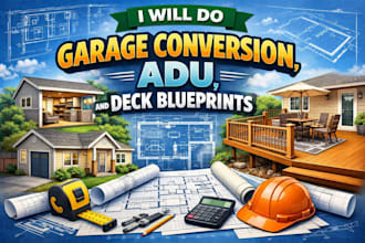 do garage conversion, adu, and deck blueprints