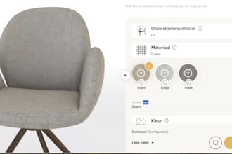 do 2d 3d table, sofa chair furniture configurator on zakeke kickflip and vectary