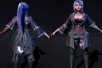 build cyberpunk stylized game character, clean 3d topology, 3d mesh, ue4,ue5 rig
