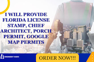 provide florida license stamp, chief architect, porch permit, google map permit