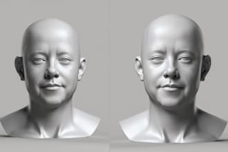 sculpt 3d head bust model for 3d printing 3d face model, 3d cosplay, 3dprintable